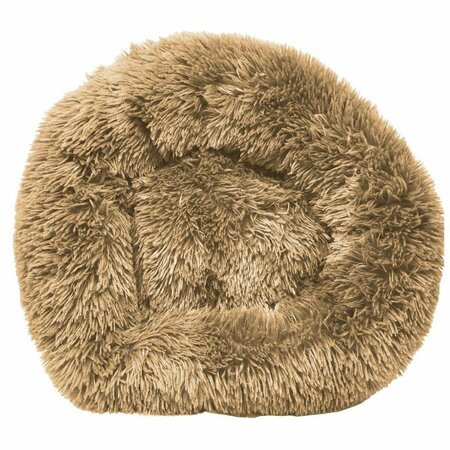 PETPURIFIERS Nestler High-Grade Plush & Soft Rounded Dog Bed, Khaki - Medium PE2640423